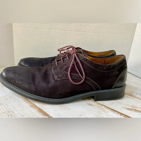 CLARKS men’s Oxford shoes sz 13 soft cushion Ortholite dark brown lace up preppy