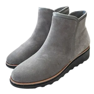 Clarks Sharon Heights Ankle Boot Gray Suede Leather Women Size 9.5 Booties NEW