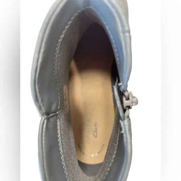 Clarks Sharon Heights Ankle Boot Gray Suede Leather Women Size 9.5 Booties NEW