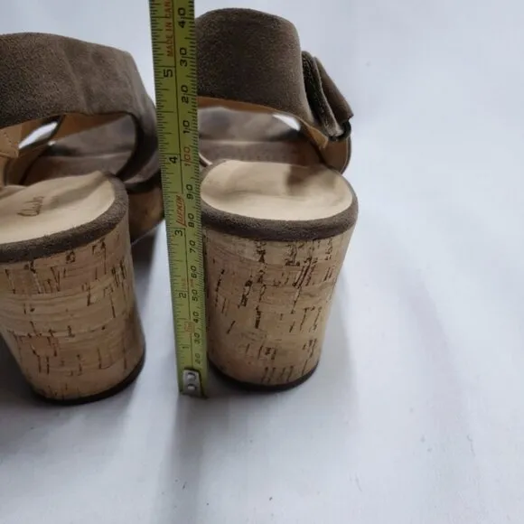 Clarks Women's Annadel Eirwyn Cork Wedge Sandals Size 10 Suede Upper