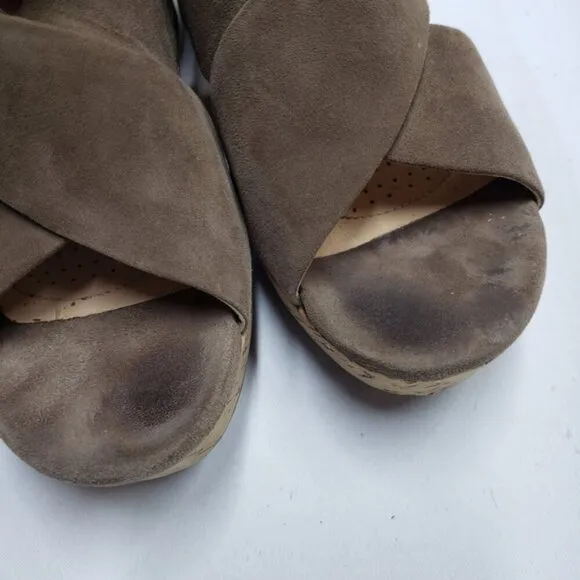 Clarks Women's Annadel Eirwyn Cork Wedge Sandals Size 10 Suede Upper