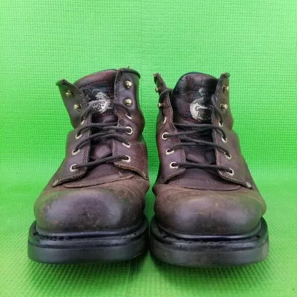Classic BROWN Leather Georgia Boots Mens 10M Lace up Soft Toe G6173 Work Shoes