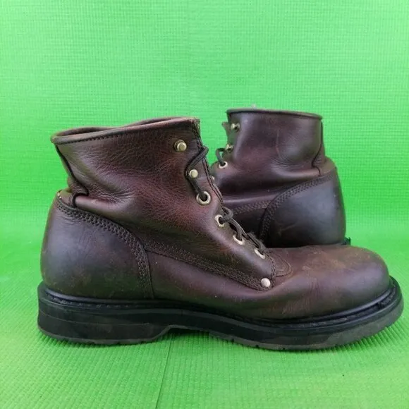 Classic BROWN Leather Georgia Boots Mens 10M Lace up Soft Toe G6173 Work Shoes