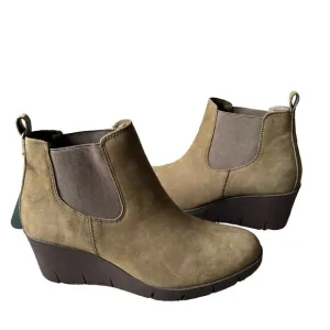 Cliffs White Mountain Percy Boots Womens 10M Green Leather Ankle 3in Heel Casual