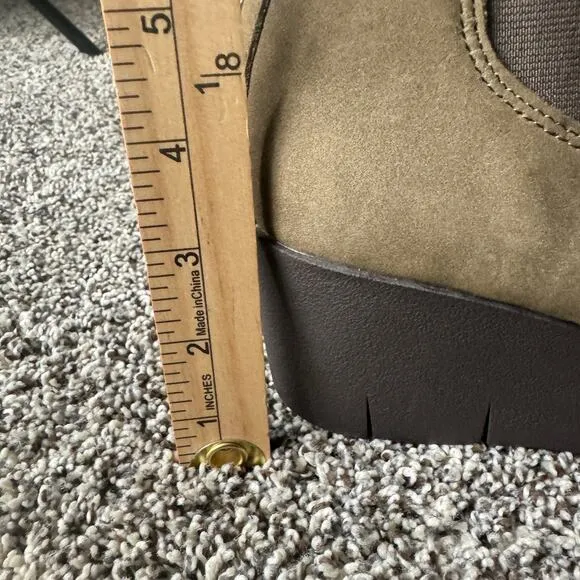 Cliffs White Mountain Percy Boots Womens 10M Green Leather Ankle 3in Heel Casual