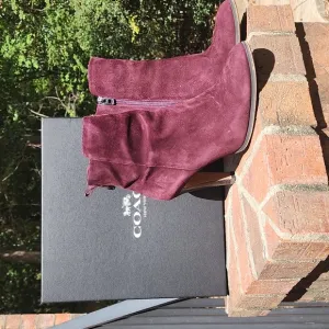 Coach Jemma Kid Suede ankle boots in Warm Oxblood 9.5