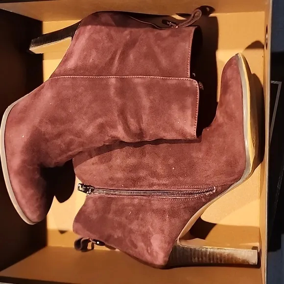 Coach Jemma Kid Suede ankle boots in Warm Oxblood 9.5