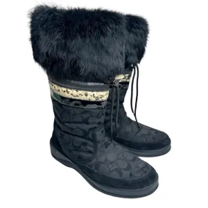 Coach Lorna Monogram Fur Winter Boots Black SZ 9.5