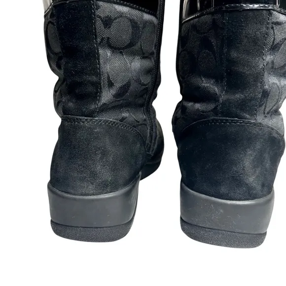 Coach Lorna Monogram Fur Winter Boots Black SZ 9.5