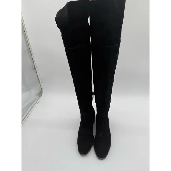 COACH Lucia Split Boots Tall Over the Knee Suede Leather Black Casual 8.5