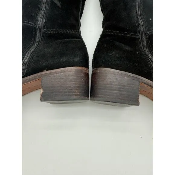 COACH Lucia Split Boots Tall Over the Knee Suede Leather Black Casual 8.5