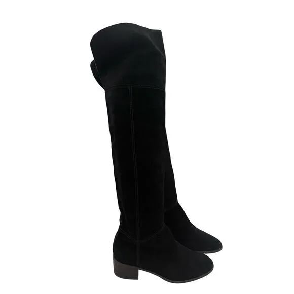 COACH Lucia Split Boots Tall Over the Knee Suede Leather Black Casual 8.5