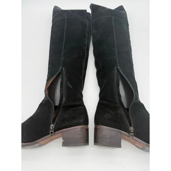 COACH Lucia Split Boots Tall Over the Knee Suede Leather Black Casual 8.5