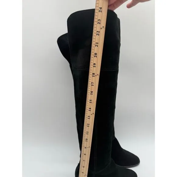 COACH Lucia Split Boots Tall Over the Knee Suede Leather Black Casual 8.5