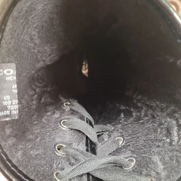 Coach Signature Tall Boots with Faux Fur Lining &amp; Back Laces