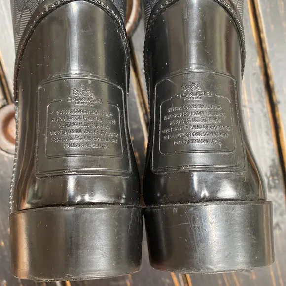 Coach Signature Tall Boots with Faux Fur Lining &amp; Back Laces