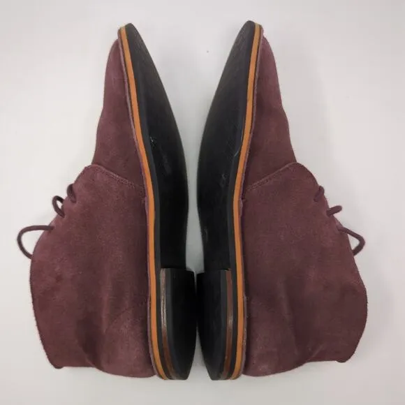 Cole Haan Burgundy Suede Leather Chukka Laced Boots Mens Size 8