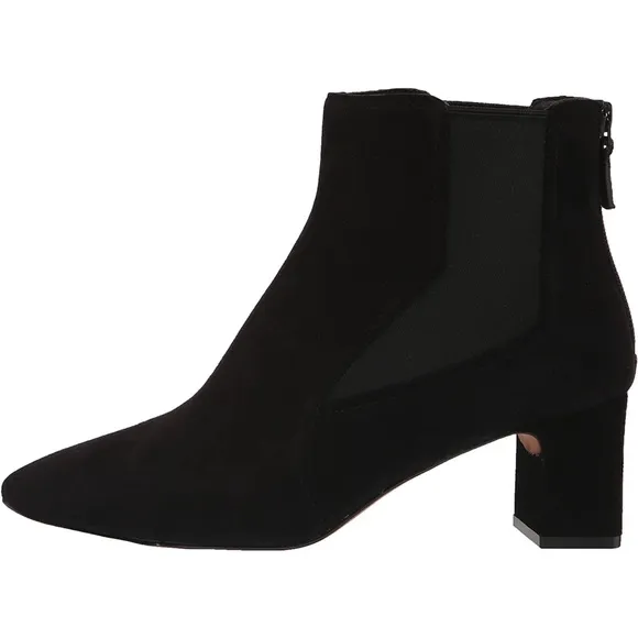 Cole Haan Etta Black Suede Pointed Toe Ankle Booties Block Heel Leather Boot 9.5