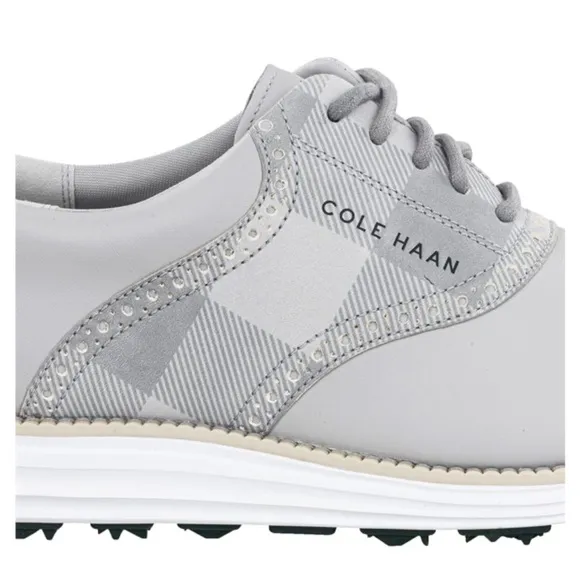 Cole Haan Original Grand Saddle Spikeless Golf Shoes Microchip Sleet Optic White