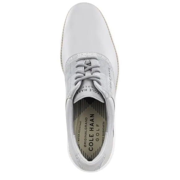 Cole Haan Original Grand Saddle Spikeless Golf Shoes Microchip Sleet Optic White