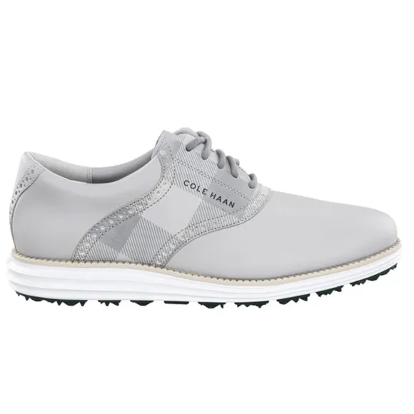 Cole Haan Original Grand Saddle Spikeless Golf Shoes Microchip Sleet Optic White