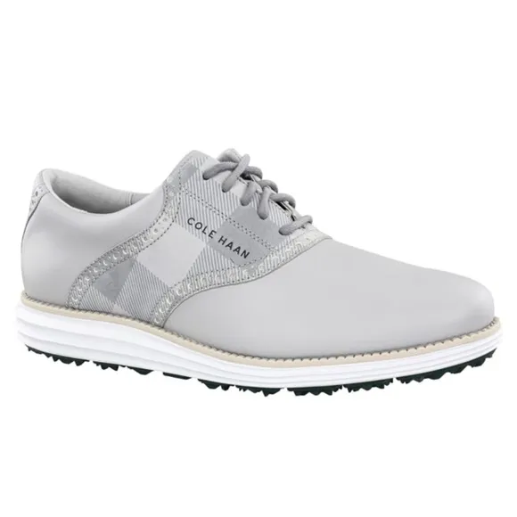 Cole Haan Original Grand Saddle Spikeless Golf Shoes Microchip Sleet Optic White