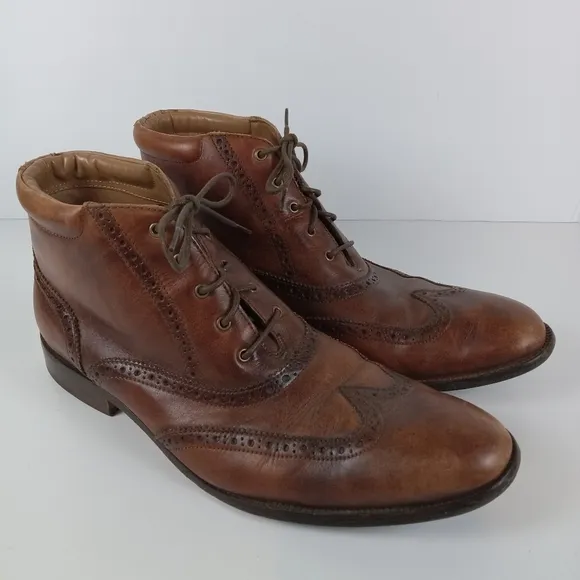 Cole Haan William Wingtip Oxford Boots Mens Size 11M Brown Leather Casual Formal