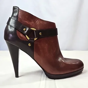 Cole Haan Womens Ankle Boot Siletto w/Harness Detail, Brown Leather Sz 11