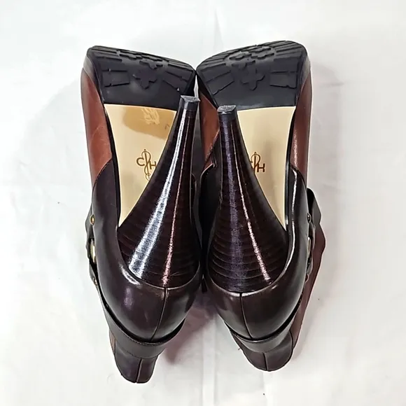 Cole Haan Womens Ankle Boot Siletto w/Harness Detail, Brown Leather Sz 11