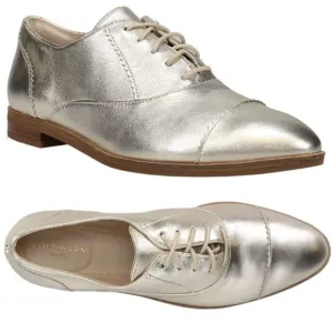 Cole Haan - women's Go - to - Arden Oxford metallic gold leather lace up shoes 9