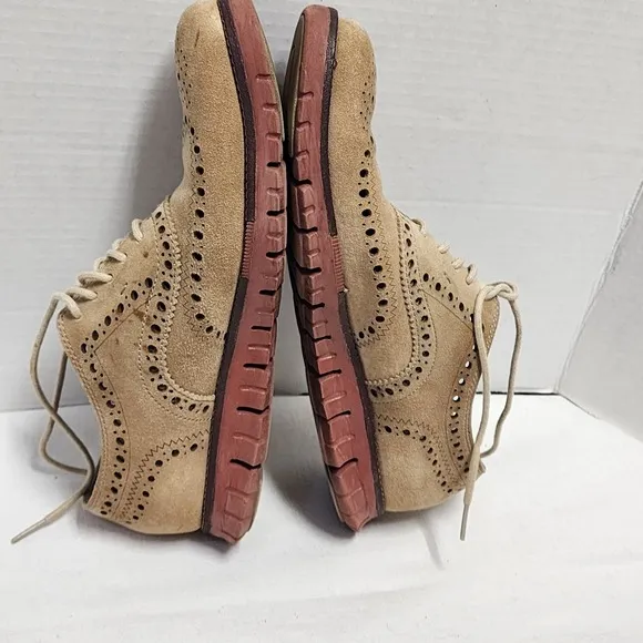 Cole Haan Zerogrand Mushroom Suede Wingtip Shoes Oxford Soft QUALITY mens 9.5