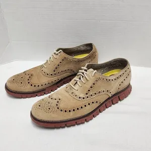 Cole Haan Zerogrand Mushroom Suede Wingtip Shoes Oxford Soft QUALITY mens 9.5
