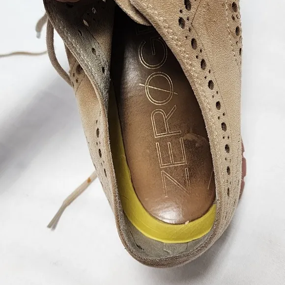 Cole Haan Zerogrand Mushroom Suede Wingtip Shoes Oxford Soft QUALITY mens 9.5