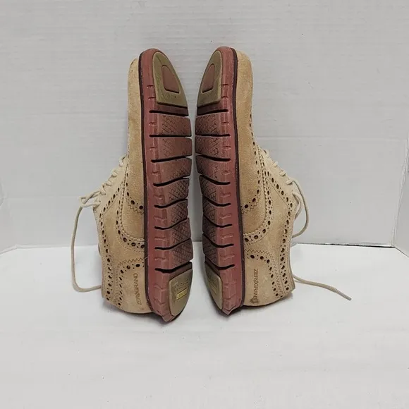 Cole Haan Zerogrand Mushroom Suede Wingtip Shoes Oxford Soft QUALITY mens 9.5