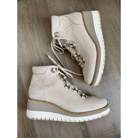 Cole Haan Zerogrand Lace Up Waterproof Wedge Hiker Boots, Size 9 Women’s
