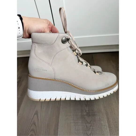 Cole Haan Zerogrand Lace Up Waterproof Wedge Hiker Boots, Size 9 Women’s