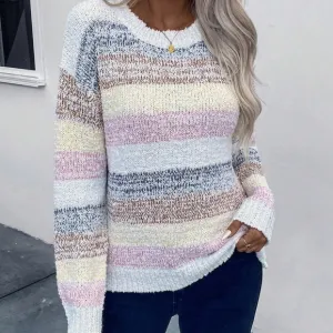 Color Block Drop Shoulder Sweater
