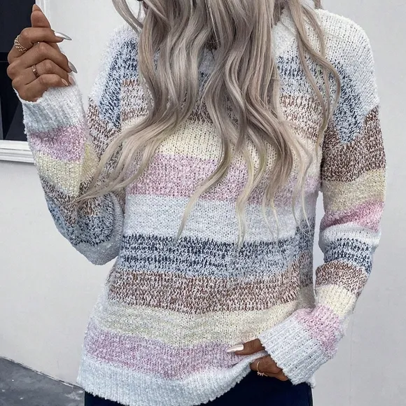 Color Block Drop Shoulder Sweater