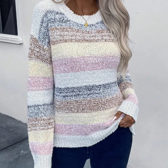 Color Block Drop Shoulder Sweater