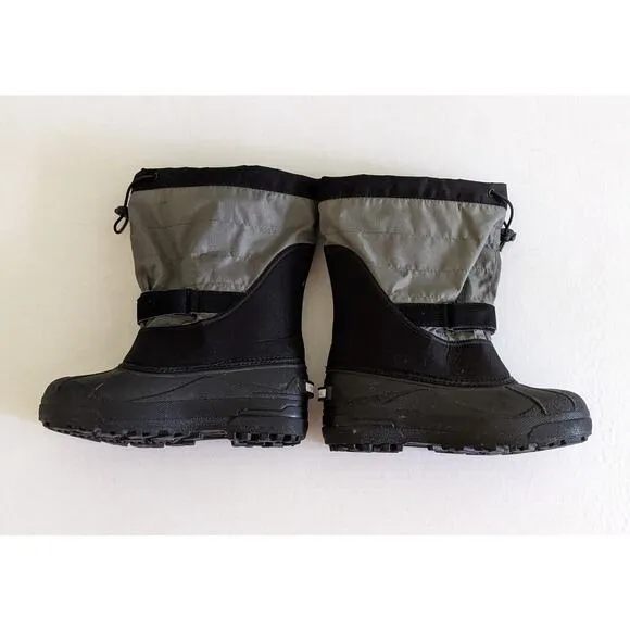 Columbia Big Kids’ Powderbug™ Plus II Snow Boot Sz7/39EUR Black/Gray Winter Rain