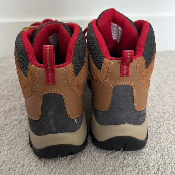 Columbia Men's Brown Hiking Boots with Red Accents - Size 13