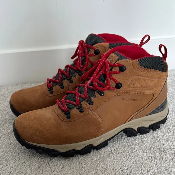 Columbia Men's Brown Hiking Boots with Red Accents - Size 13