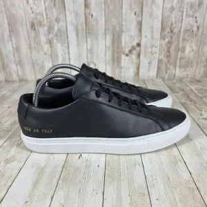 Common Projects Leather Sneakers Minimalist Designer Shoes Black Size 40
