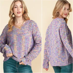 Confeti Pop Heathered Sweater - Lilac