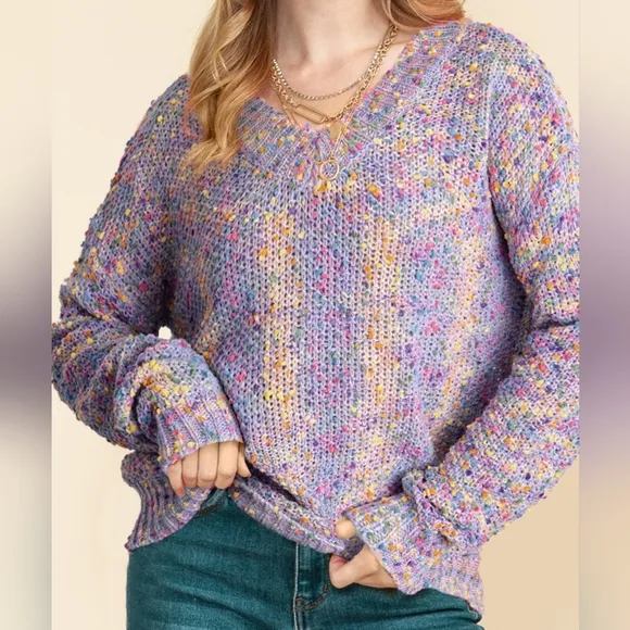 Confeti Pop Heathered Sweater - Lilac