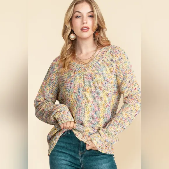 Confeti Pop Heathered Sweater - Yellow