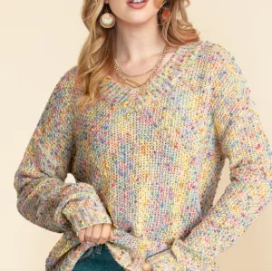 Confeti Pop Heathered Sweater - Yellow