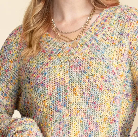 Confeti Pop Heathered Sweater - Yellow