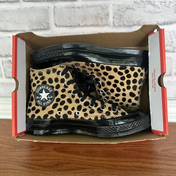 ❤️❤️Converse Chuck 70 Hi Pony Hair Leather Sz 7 Men Shoes Leopard Print A12705C