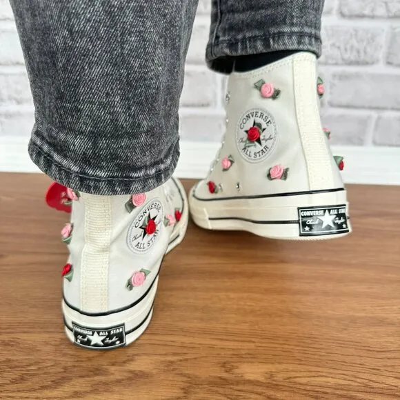 🌹🌹🌹Converse Chuck 70 Valentine's Day Hi Sz 6 Men's Shoes Roses Beige A10637C